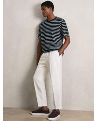 Reiss - Woodhall - White/navy Cotton Textured Stripe T-shirt, Xs - Lyst