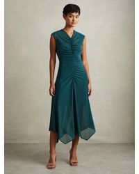 Reiss - Ruched Midi Dress - Lyst