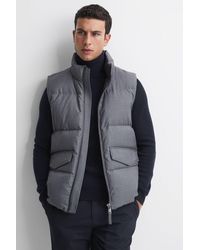 Reiss - Jets - Grey Quilted Sleeveless Gilet, Xl - Lyst