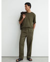 Reiss - Barges - Ivy Green Linen Relaxed-fit Drawstring Trousers, 36 - Lyst