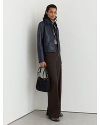 Reiss - Petite Leather Zip-Through Moto Jacket - Lyst