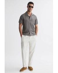 Reiss - Tokyo - Grey Cuban Collar Button-through Shirt - Lyst