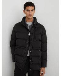 Reiss - Lebane - Black Detachable-hood Quilted Puffer Coat, M - Lyst