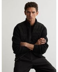 Reiss - Quilted Hybrid Zip-Through Jacket - Lyst