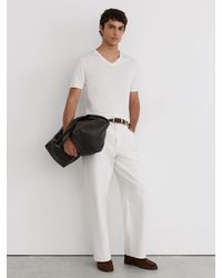 Reiss - Salina - White Cotton-modal V-neck Tailored-fit T-shirt, Xl - Lyst