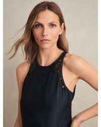 Reiss - Lace Trim Drape Dress - Lyst