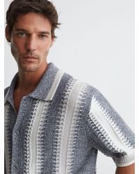 Reiss - Soft & Stitch-Detail Stripe Knitted Shirt With Cotton - Lyst