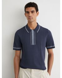 Reiss - Rothwell Tipped Half-button Knitted Polo Shirt - Lyst