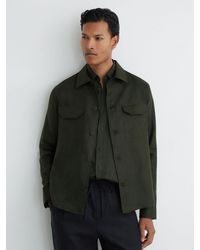 Reiss - Linen Herringbone-Stripe Regular-Fit Shirt - Lyst