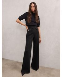 Reiss - Ria - Black Flared Pocket-detail Jeans, 28w X 33l (uk 28 L) - Lyst