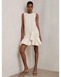 Reiss - Ruffle Hem Belted Mini Dress - Lyst