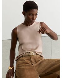 Reiss - Rian - Bronze Silk-front Jersey Vest, Xs (us 2) - Lyst