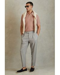Reiss - Bridge - Grey Textured Side Adjuster Trousers With Turn-ups - Lyst
