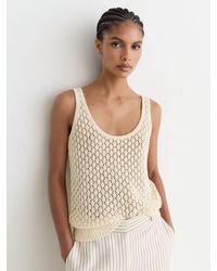 Reiss - Colette - Ivory Linen Open-stitch Knitted Vest, S (us 4-6) - Lyst