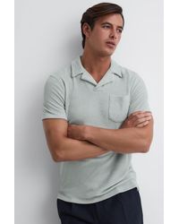 Reiss - Caicos - Mint Towelling Cuban Collar Polo Shirt, Xxl - Lyst