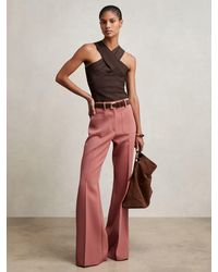 Reiss - Priya - Pink Twill Patch-pocket Flared Trousers, Us 10 R - Lyst