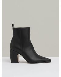 Reiss - Amy - Black Leather Blocked Heel Ankle Boots, Us 5 (uk 3) - Lyst