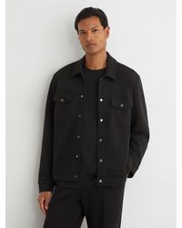 Reiss - Sueded Interlock Jersey Twin-Pocket Overshirt - Lyst