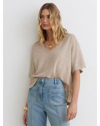 Reiss - Linen V-Neck T-Shirt - Lyst