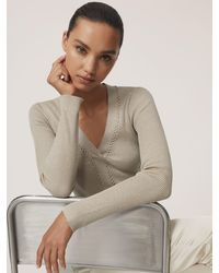 Reiss - Metallic Craft-Stitch Rib-Knit Top - Lyst