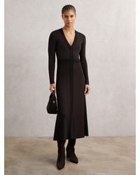 Reiss - Bianca Leather Block-Heel Knee-High Boots - Lyst