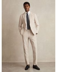 Reiss - Bay - Oatmeal/white Seersucker Slim-fit Suit Trousers, 32 - Lyst