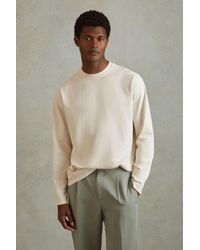 Reiss - Cube - Off White Cotton Crew Neck Long Sleeve T-shirt - Lyst