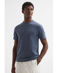 Reiss - Cooper - Airforce Blue Textured Cotton Blend Crew Neck T-shirt, L - Lyst