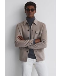 Reiss - Mast - Mushroom Wool Button Through Jacket - Lyst