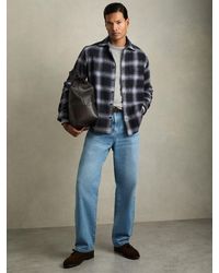 Reiss - Crosby - Navy Multi Check Patch-pocket Overshirt With Wool, Medium - Lyst