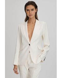 Reiss - Millie - Cream Tailored Single Breasted Suit Blazer, Us 2 - Lyst