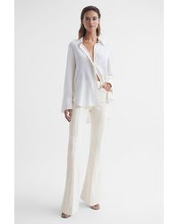 Reiss - Florence - Cream High Rise Flared Trousers - Lyst