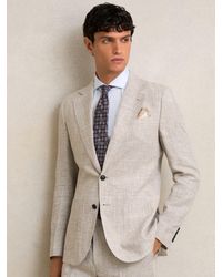 Reiss - Ashton - Oatmeal Slim Fit Linen Single Breasted Check Suit Blazer, 46 R - Lyst