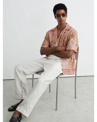Reiss - Palm-Print Cuban-Collar Shirt - Lyst