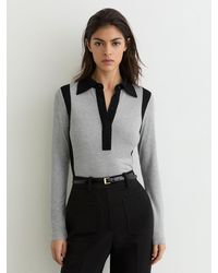 Reiss - Marl & Jersey Colour-Block Long-Sleeve Shirt - Lyst