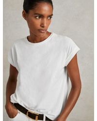 Reiss - Tereza - White Cotton-jersey Crew Neck T-shirt, Small (us 4-6) - Lyst