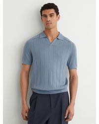 Reiss - Merino Wool Wide-Rib Polo Jumper - Lyst