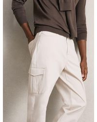 Reiss - Cotton Tapered Cargo Trousers With Stretch - Lyst