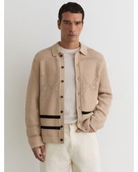 Reiss - Crochet-Knit Button-Through Jacket - Lyst