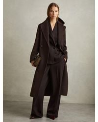 Reiss - Lucia Chocolate Petite Wool-Blend Double-Breasted Blindseam Coat - Lyst