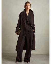 Reiss - Lucia Light Camel Petite Wool Blend Double Breasted Blindseam Coat - Lyst