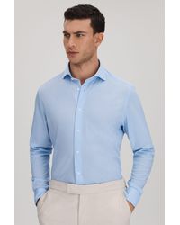 Reiss - Fletcher - Soft Blue/white Striped Cotton Blend Shirt - Lyst