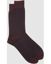 Reiss - Stripe - Bordeaux Mario Stripe Cotton-blend Striped Socks, M-l - Lyst