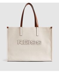 Reiss - Lola - Natural Woven Logo Tote Bag, One - Lyst