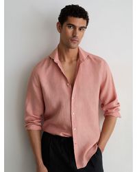 Reiss - Linen Cutaway-Collar Regular-Fit Shirt - Lyst