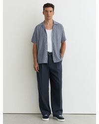 Reiss - Textured Stripe Cuban-Collar Shirt - Lyst
