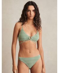 Reiss - Chequered-Print Triangle Bikini Top - Lyst