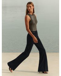 Reiss - Button-Detail Wide-Leg Trousers - Lyst