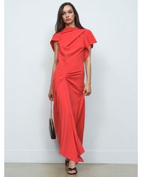 Reiss - Asymmetric Draped Midi Dress - Lyst