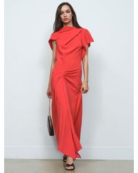 Reiss - Asymmetric Draped Midi Dress - Lyst